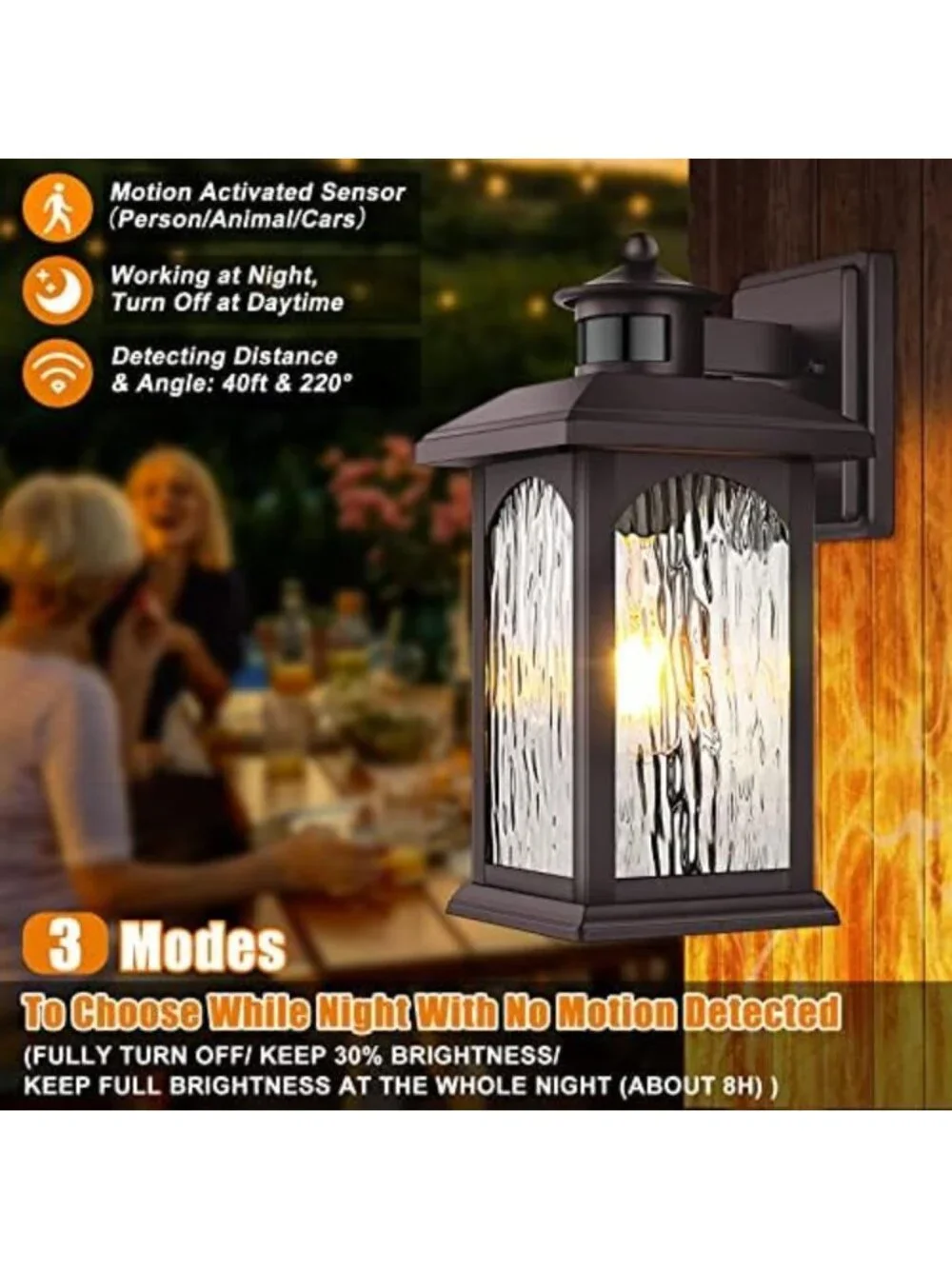 2 Pack Motion Sensor Outdoor Wall Lights - Oil Rubbed Bronze, Weatherproof